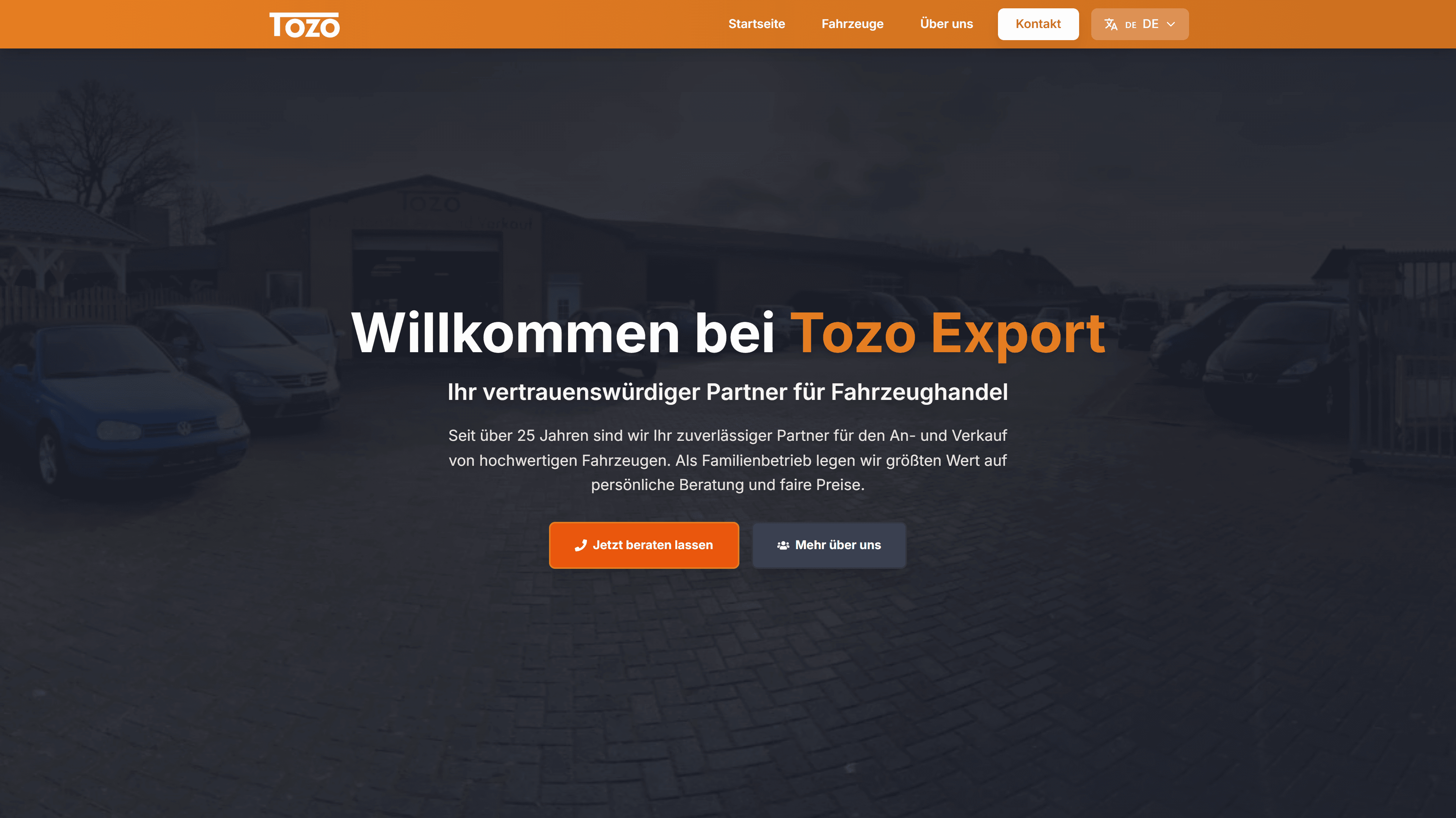 Tozo Export Website Screenshot